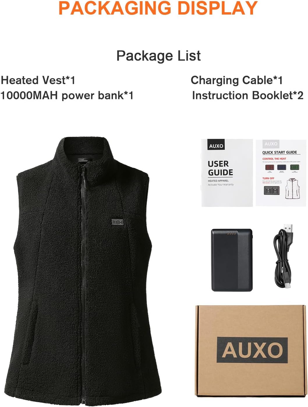 Auxo Fleece Heated Vest for Women with Battery Pack Included, Lightweight Winter Electric 7-Zone Heating Vest 3 Heat Settings - Image 7
