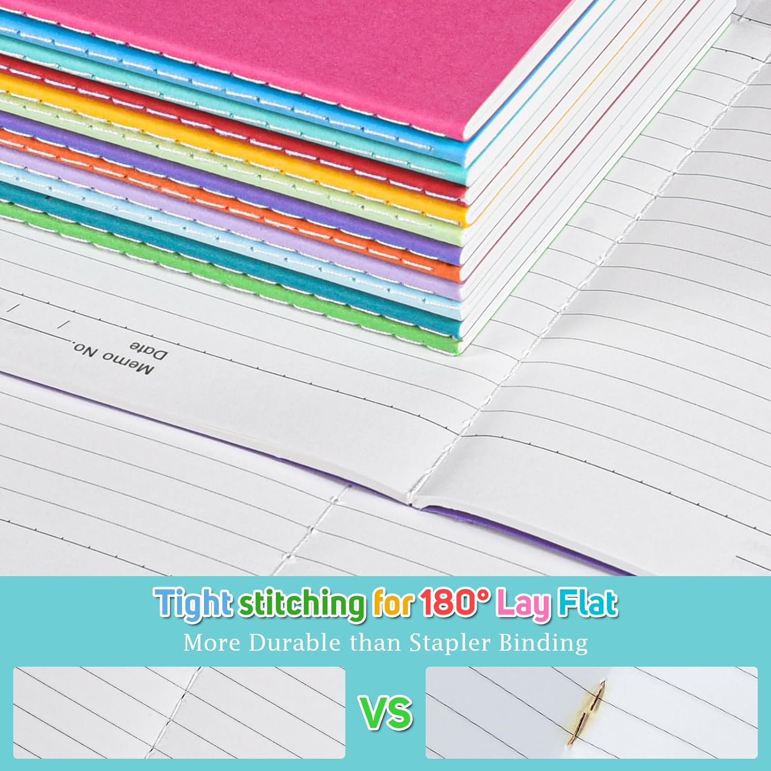 Notebooks for School: 60 Pack Journals with 60 Motivational Stickers, 60 Page College Ruled Notebook Journals for Writing, Student Gifts, Stocking Stuffers, A5 8.3" x5.5" Composition Notebook Bulk