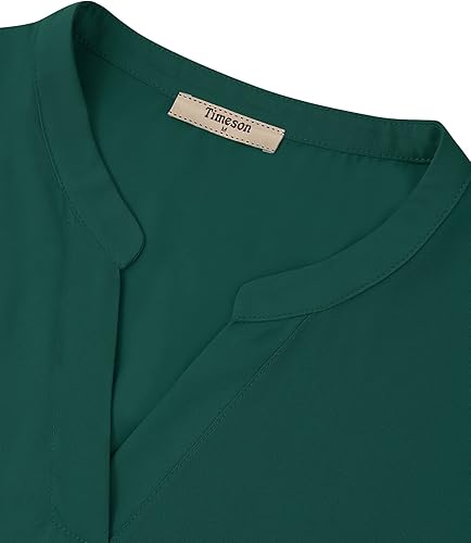 Miniatura 5 de Timeson Blusa sin mangas de gasa con cuello en V para mujer, camisas de trabajo de oficina