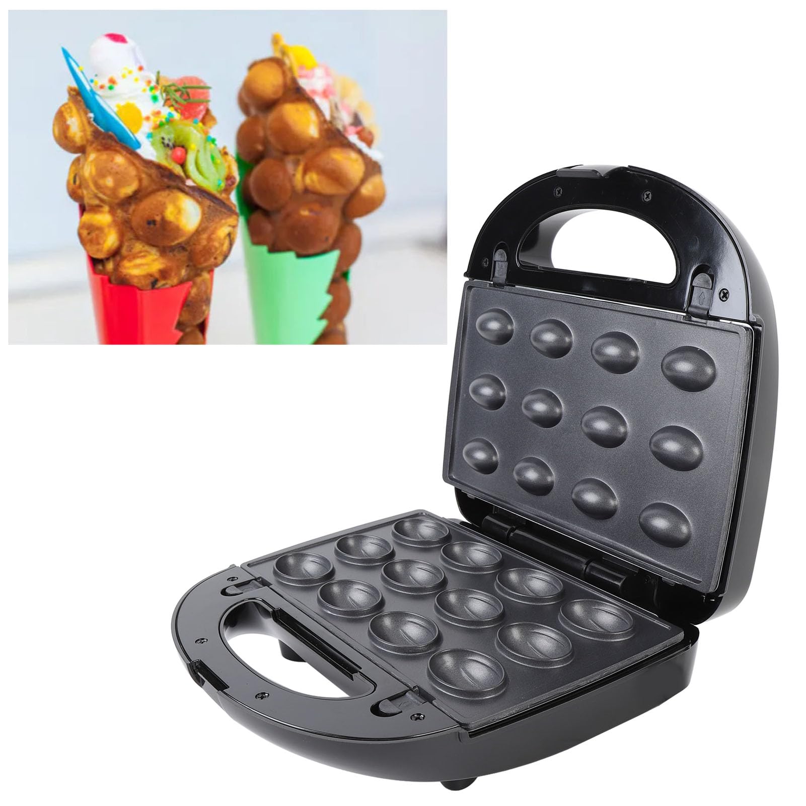 KUIDAMOS Set per Waffle Elettrico con Piastre Rimovibili 6 in 1, Sicuro per la Colazione Nutriente dei Bambini ABS/SUS 9,45 X 4,33 X 5,16 Pollici (Spina europea 220 V)