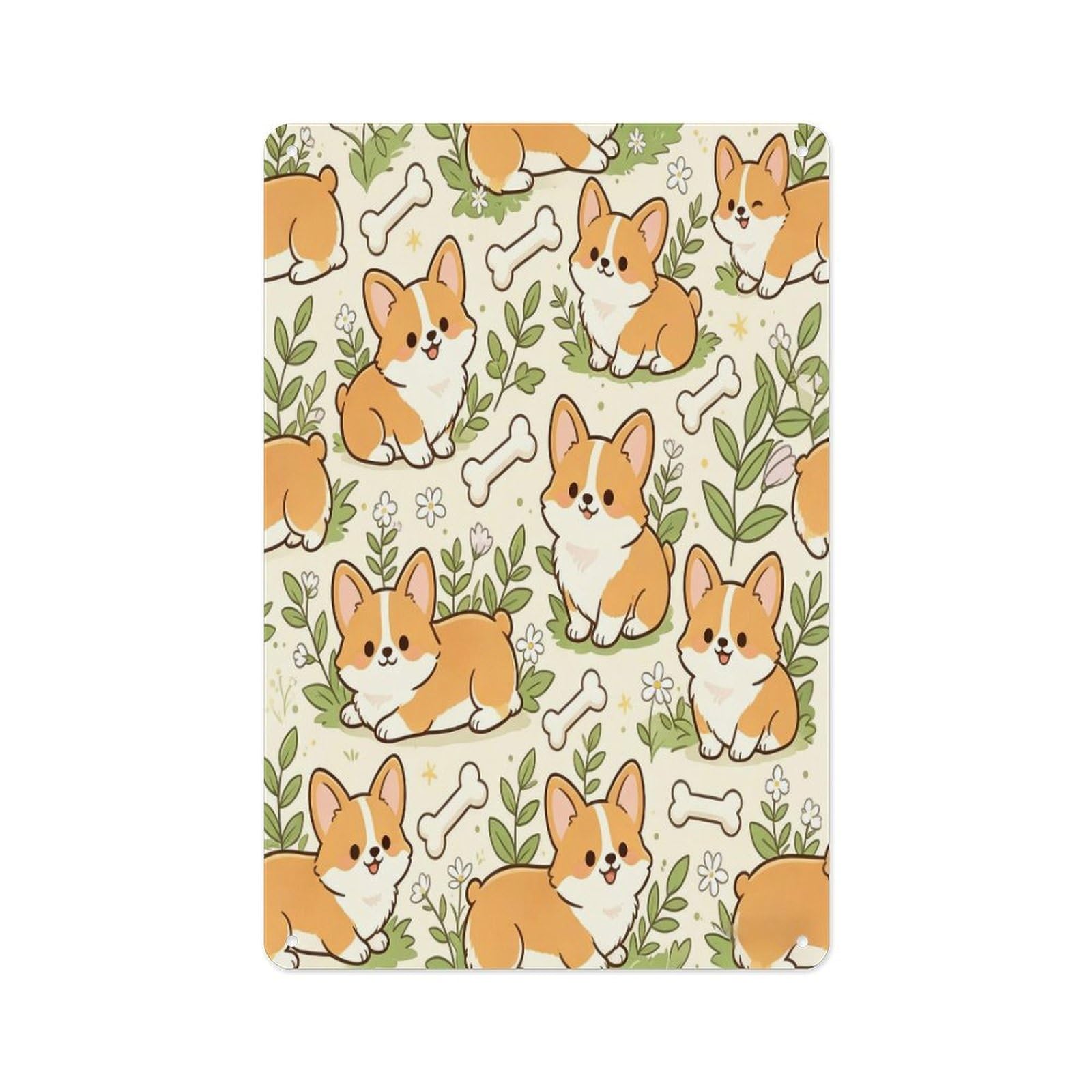 Fekiloot Style Cute Corgi Wall Decor Metal Signs Tin Signs Poster