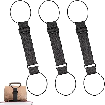 3 Pcs Luggage Straps for Suitcases, Adjustable Elastic Luggage Connector Straps for Suitcases, Portable for Handle Backpack Purse Attachment