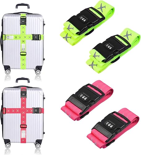 4 Pièces Sangle Valise Voyage avec Code Zyiphor