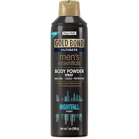 Gold Bond Men's Essentials Talc-Free Body Powder Spray 7 oz Nightfall Scent Wetness Protection
