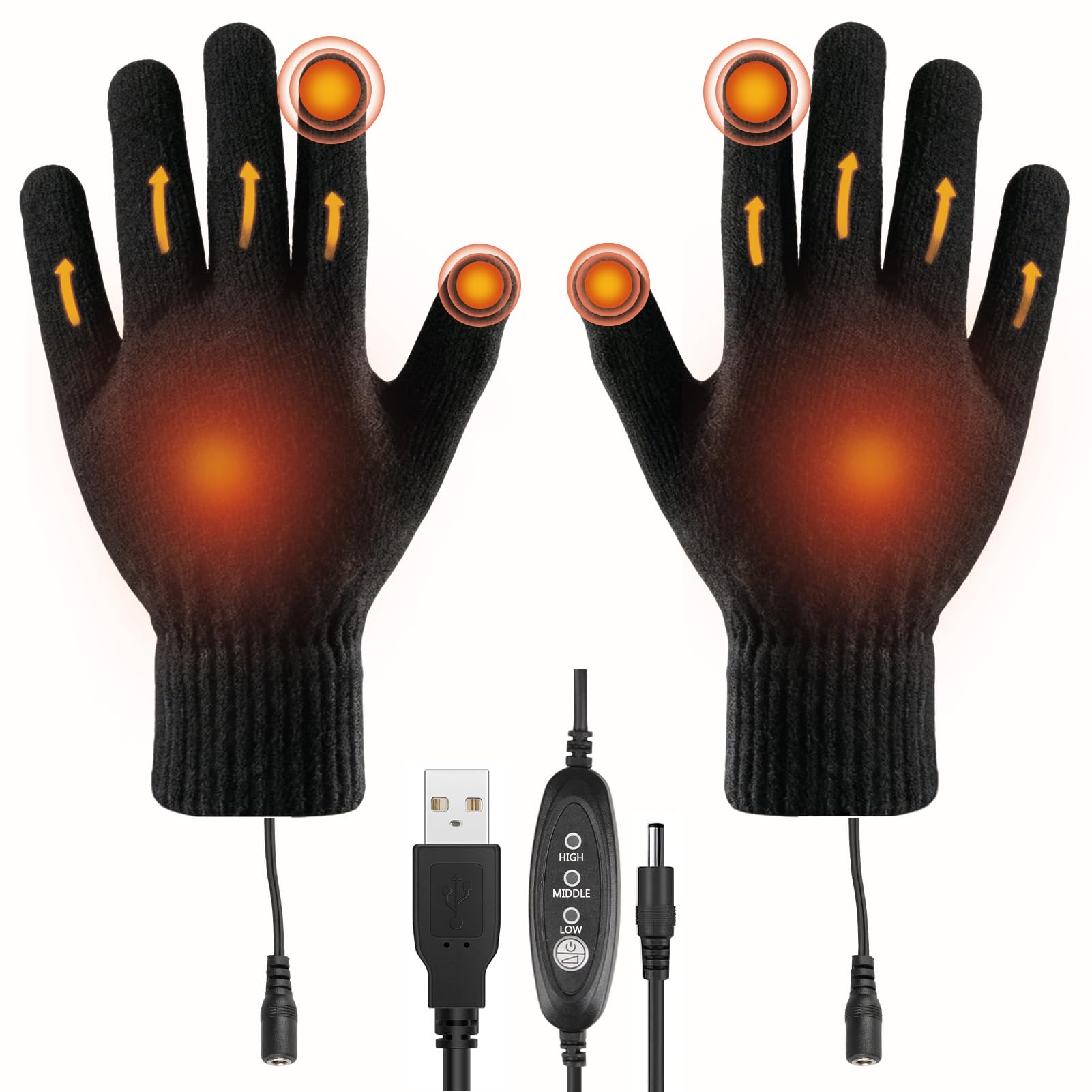 Gants Chauffants USB Électriques Unisexes avec 3 Niveaux de Température Réglables, Écran Tactile, Chauffage Rapide, Doublur Douce, Antidérapants, Gants Thermiques pour Cyclisme, Ski, Extérieur, Hiver - 2