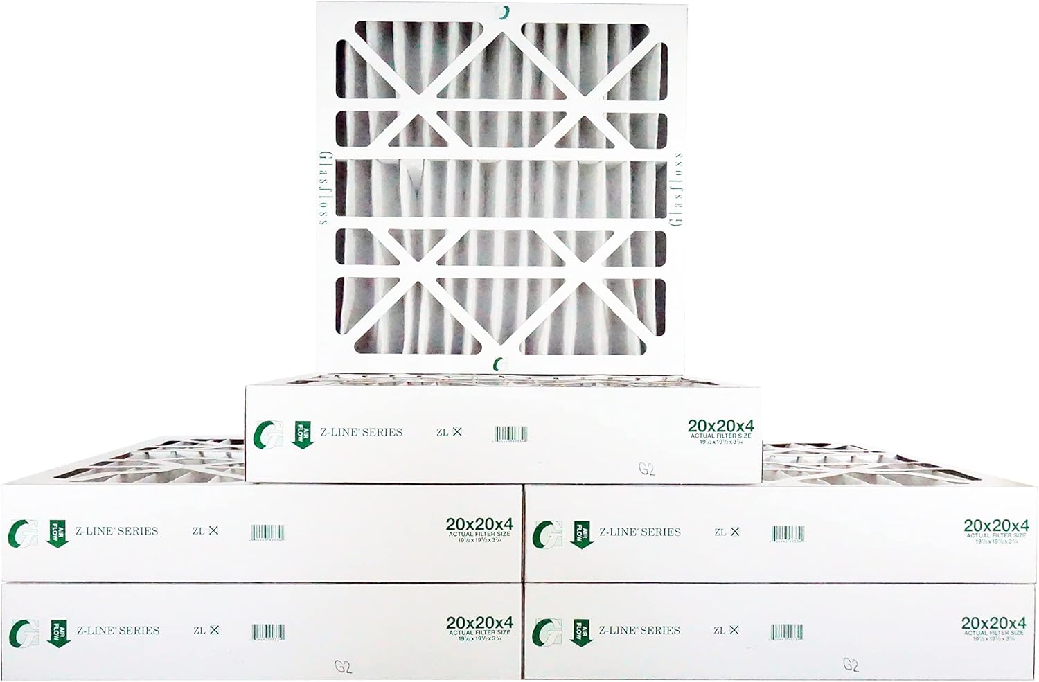 Glasfloss 20x20x4 MERV 10 Pleated AC Furnace Filter (Pack of 6