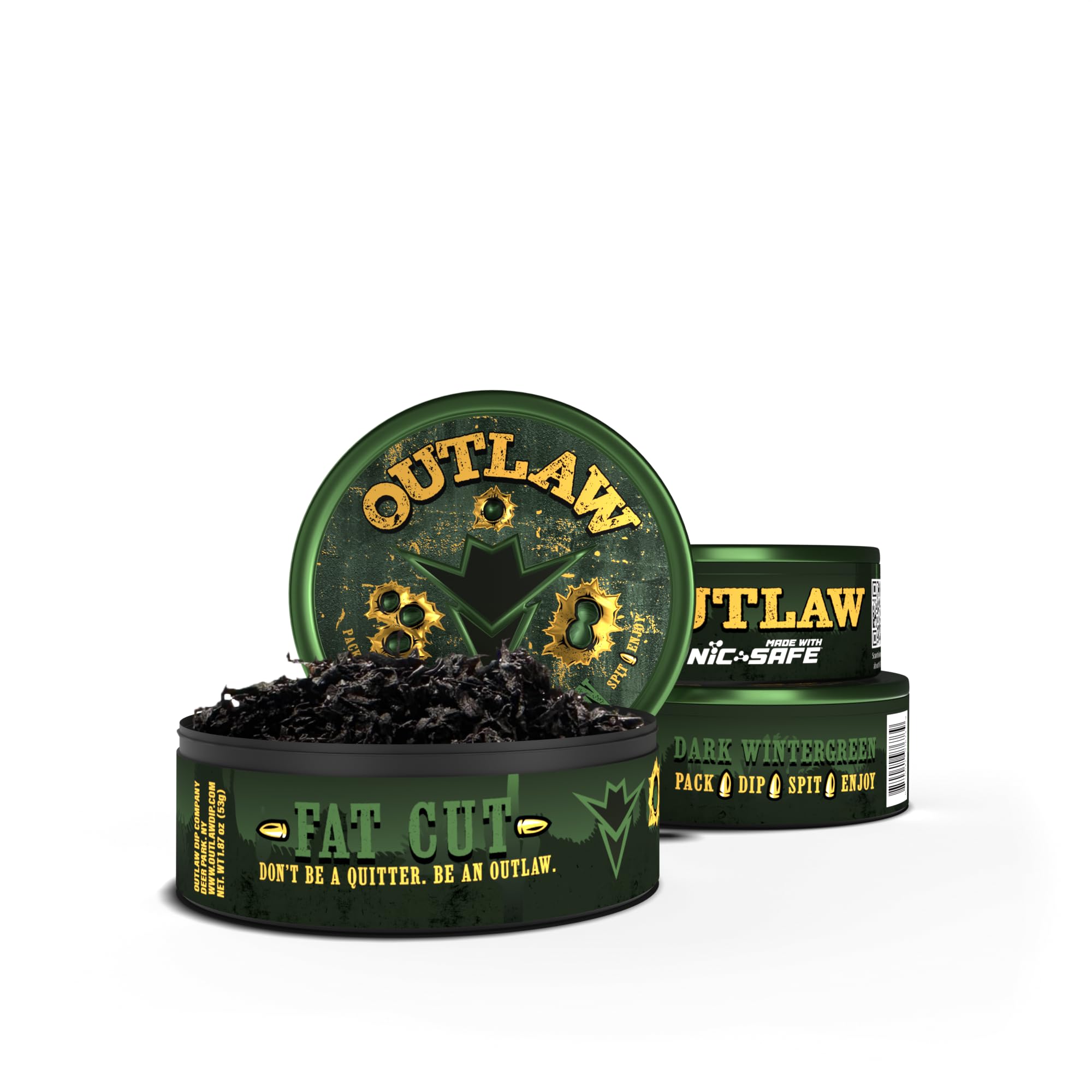 Outlaw Dark Wintergreen NiC-Safe™ Fat Cut - 3 Pack - Tobacco & Nicotine Free Chew