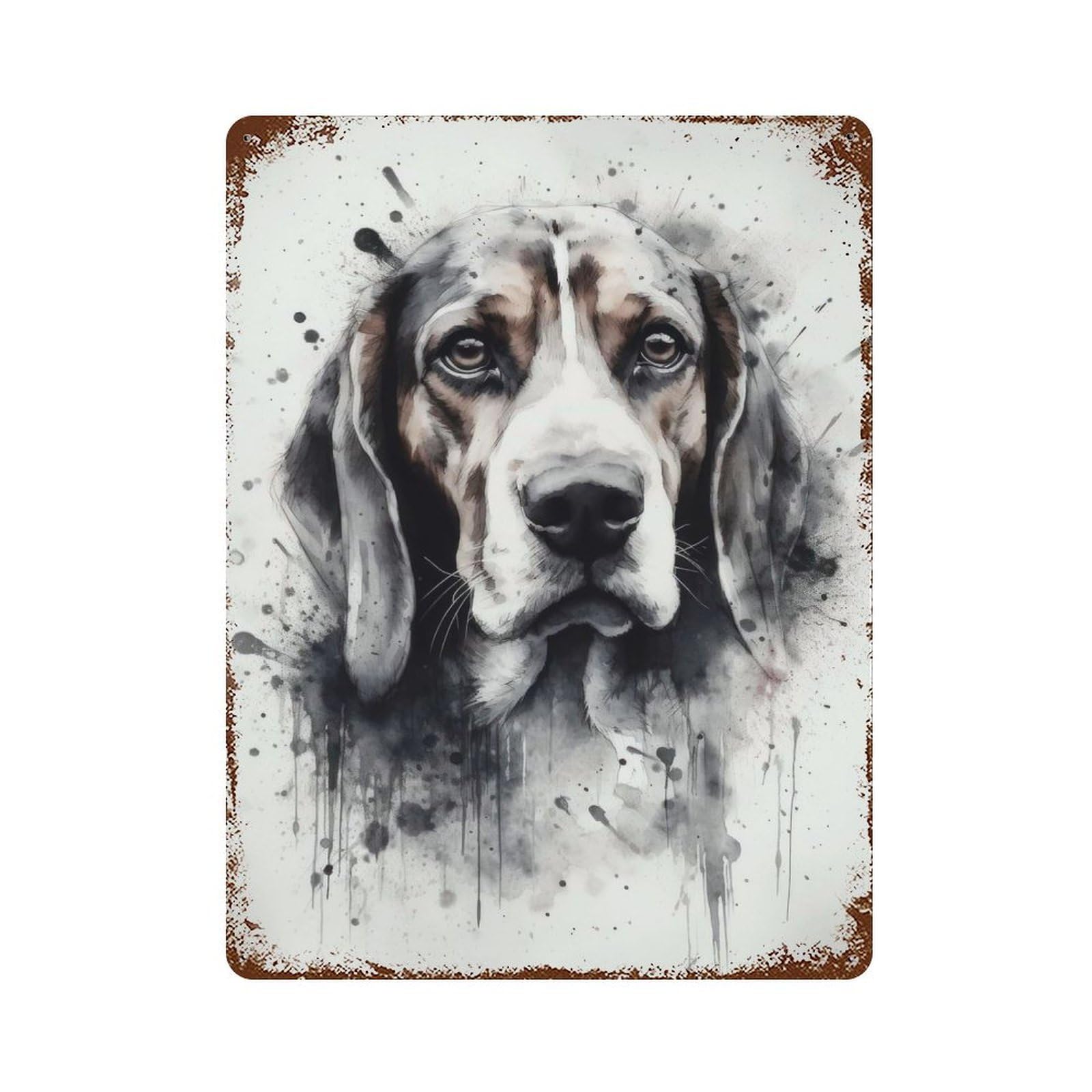 Distressed Metal Wall Sign Beagle Dog Puppy Love 15.7"x11.8", Vintage Wall Decor for Garage, Bar And Workshop Decor