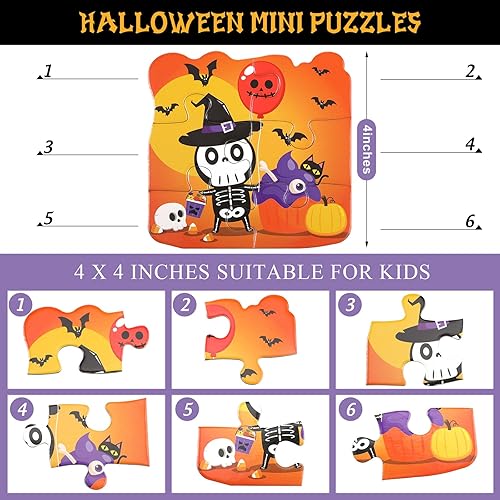 Miniatura 2 de Liliful 48 cajas de mini rompecabezas para niños, juegos de rompecabezas para fiesta de cumpleaños, recompensas en el aula, bolsas de regalos