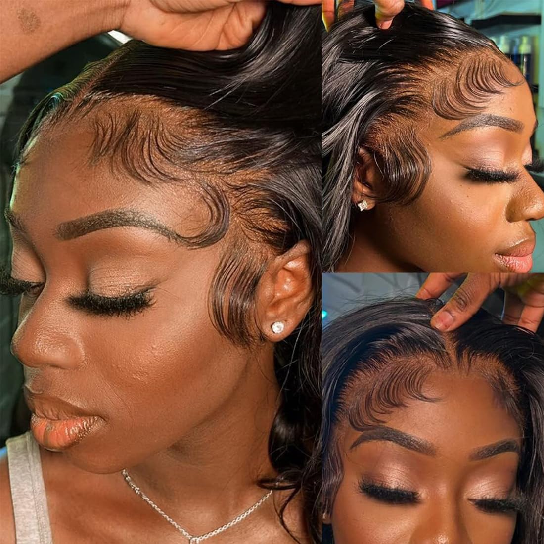 Short Bob Wig Perücke Echthaar Human Hair 13x4 Lace Frontal Wig Bob Wigs Perücke Natur Schwarz Transparent Lace Pre Plucked with Baby Hair 8 Zoll