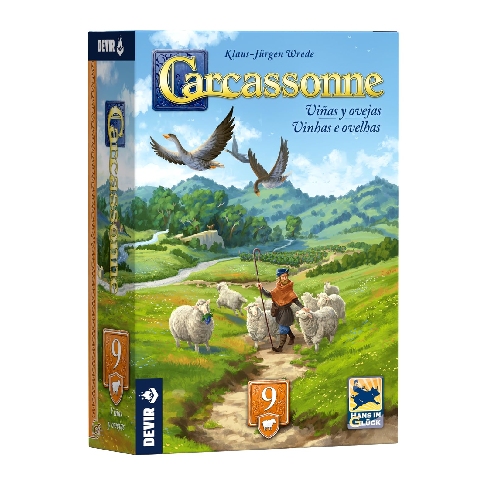 Devir Carcassonne Viñas y Ovejas – Expansión Juego de Mesa de Estrategia para Familias y Amigos, Pastores, Rebaños y Monasterios (BGCARVOPS)