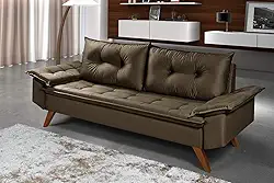 Sofá Bariloche 3 Lugares Pés Em Madeira (Capuccino)