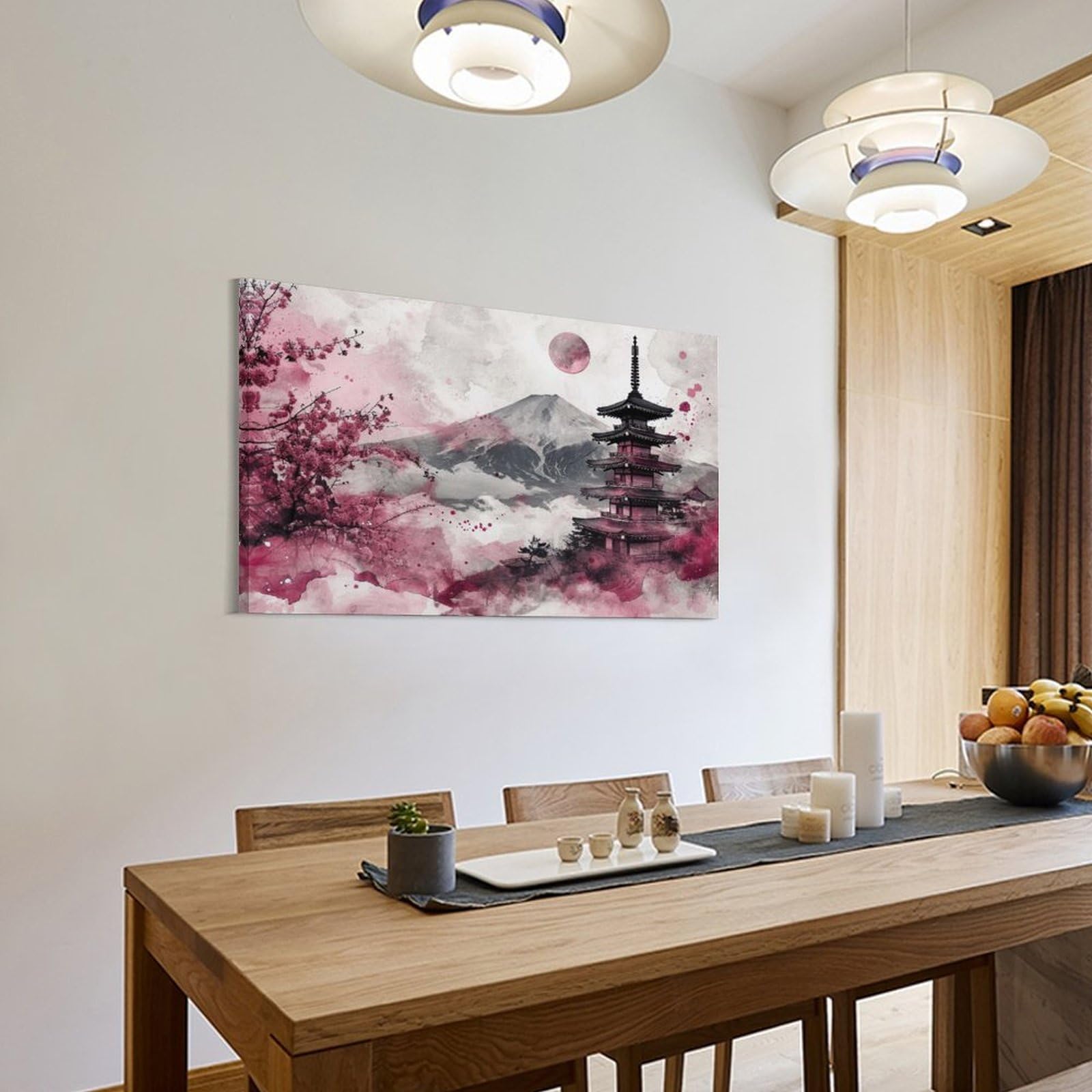 Amazon.co.jp: 絵画 富士五重塔水墨画 アートパネル ポスター 美しい