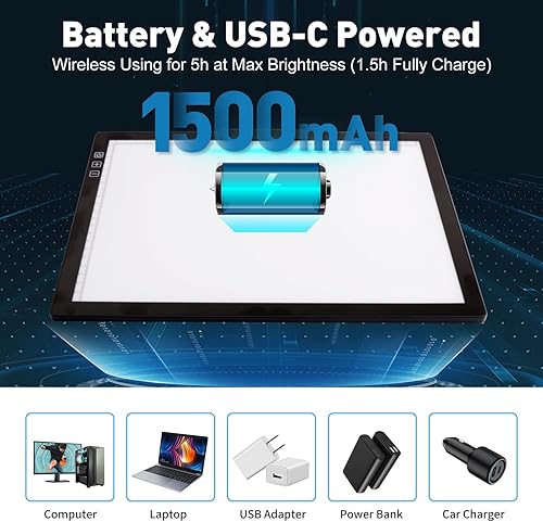 Miniatura 4 de elice - Almohadilla de luz recargable A4 con soporte innovador y clip superior, tablero de trazado de luz brillante inalámbrico elice Caja portátil