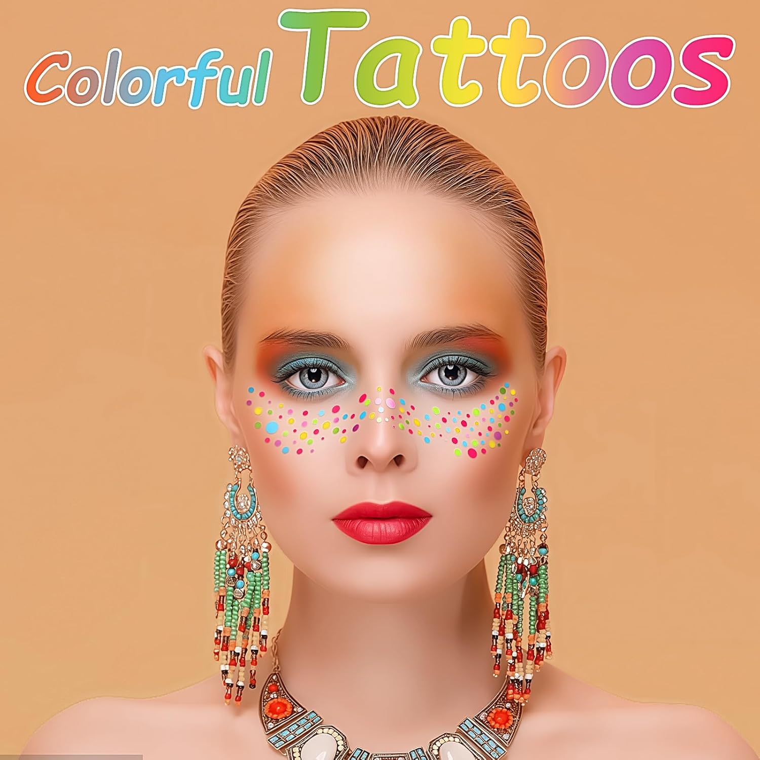 Rainbow Pride グリッター そばかす フェイスタトゥー 防水 スパークル ハート そばかす メイクパッチ フェイスフェス