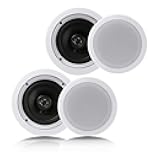 Pair 6.5” Flush Mount In-wall In-ceiling 2-Way Home Speaker System Spring Loaded Quick Connections Dual Polypropylene Cone Polymer Tweeter Stereo Sound 200 Watts (PDIC1661RD) White