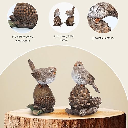 Miniatura 4 de Artpaul Figuras de pájaros para parejas, decoración del hogar, escultura de estatua de pájaro, pequeños detalles de decoración, adorno retro de piña