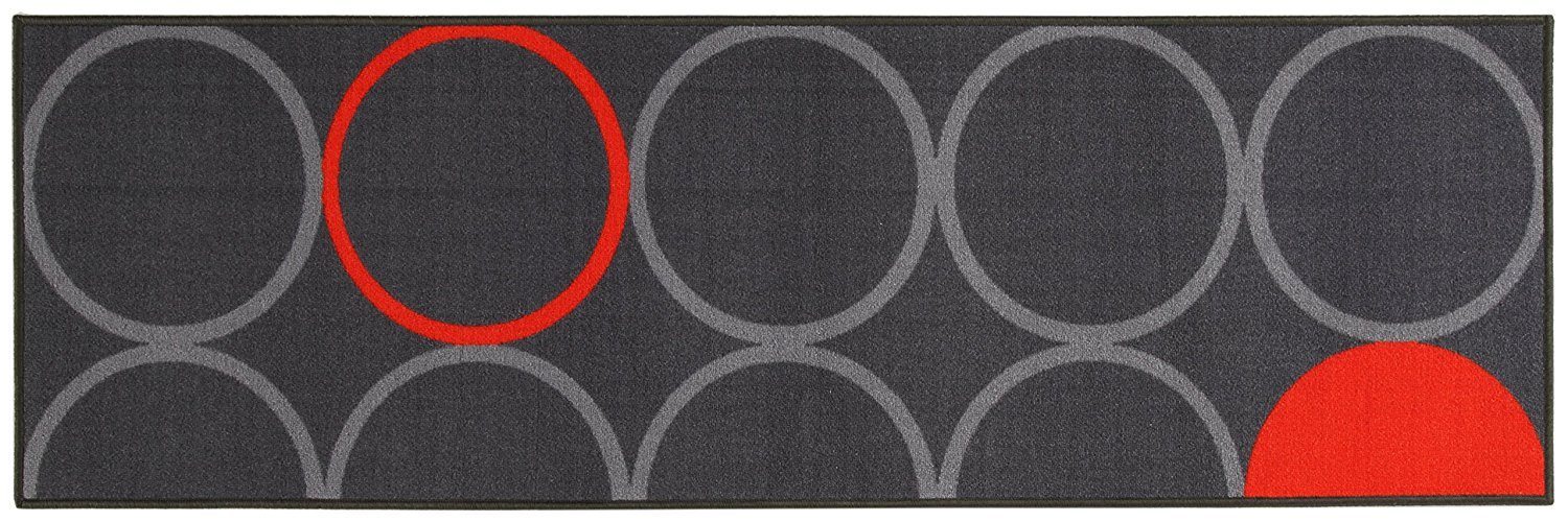Viva La Cucina Tappeto, Nylon, Grigio/Arancione, 57 x 200 cm