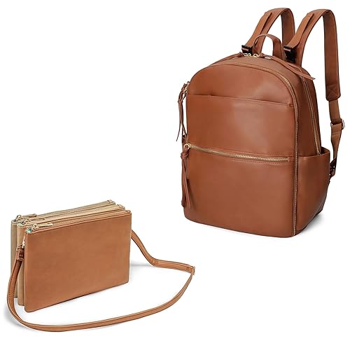 MOMINSIDE Mochila para pañales, bolsas cruzadas de cuero para bebé con 6 bolsillos aislados para mamá papá, búsqueda de registro de bebé, cambiador,