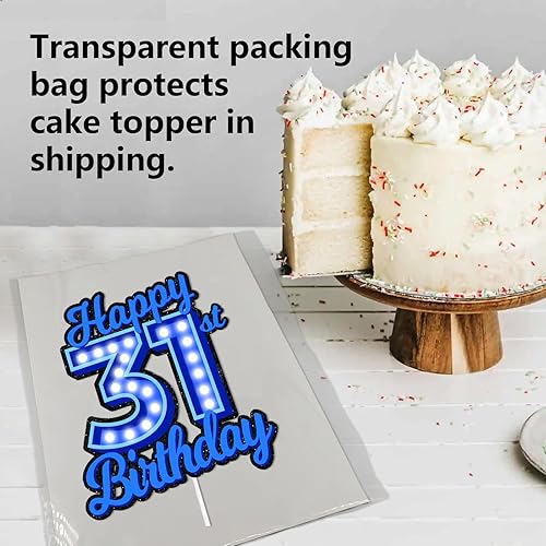 Miniatura 74 de Blue Glitter Happy Birthday 15th Cake Topper Let’s Glow Crazy Party Theme Decoration Supplies Boys Girls Happy Birthday 15 Anniversary Party Decor