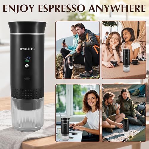 Miniatura 6 de Máquina de café espresso portátil 3 en 1 para viajes y campamentos, cafetera portátil de 20 bares con pantalla LED USB-C, cafetera para automóvil,