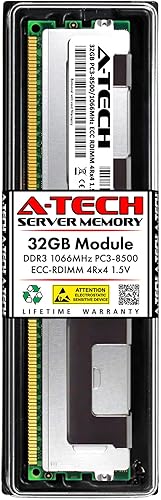 A-Tech 32GB RAM for Supermicro Super X8DTN+-F-LR, X8DTN+-LR, X9DBS-F, X9DR7-LN4F-JBOD, X9DRFF-7G+, X9DRG-HTF+II, X9DRT-HF DDR3 1066MHz PC3-8500 ECC