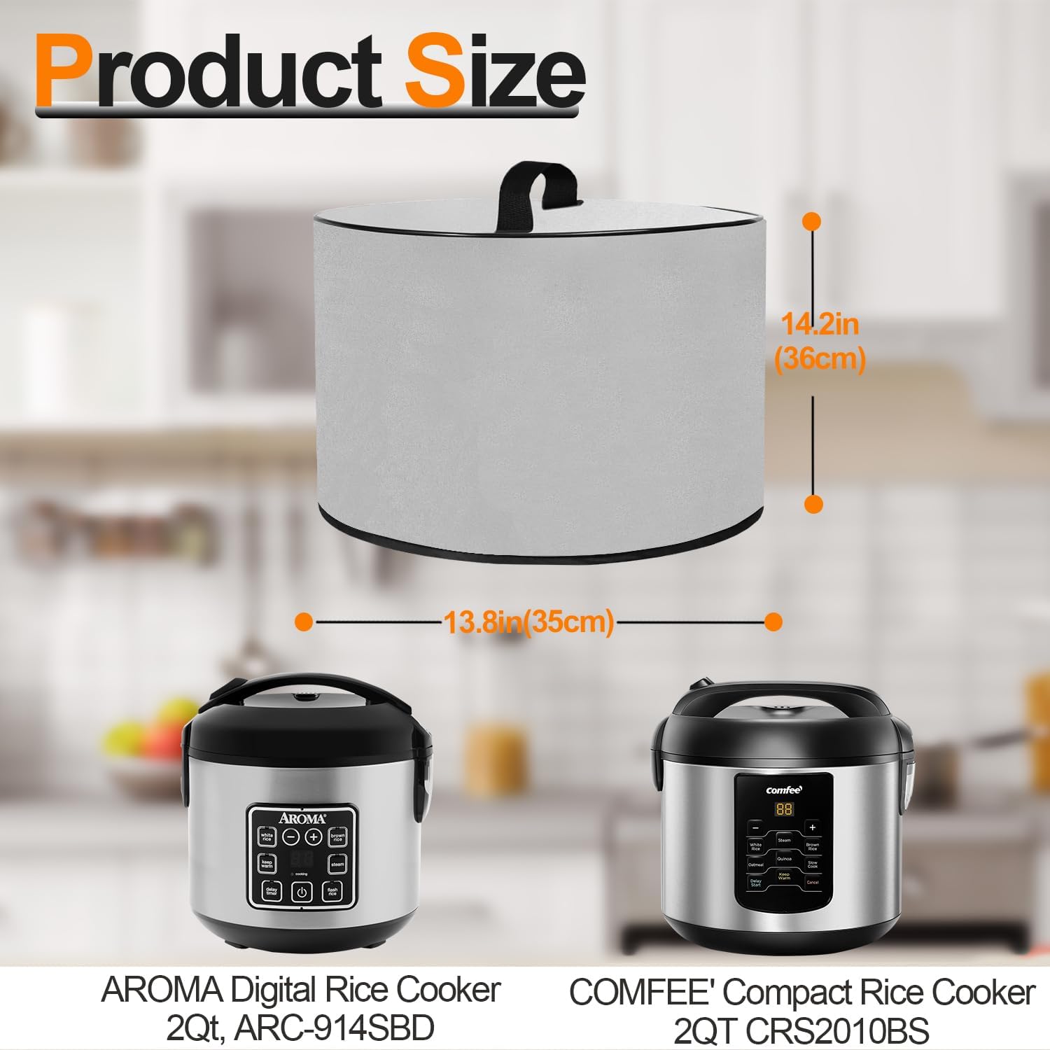 Dust Cover for AROMA Digital Rice Cooker 2Qt ARC-914SBD丨COMFEE' Compact Rice Cooker 2QT, Heavy Duty Thickened Waterproof Dustproof Slow Cooker Cover Case (Silver gray)