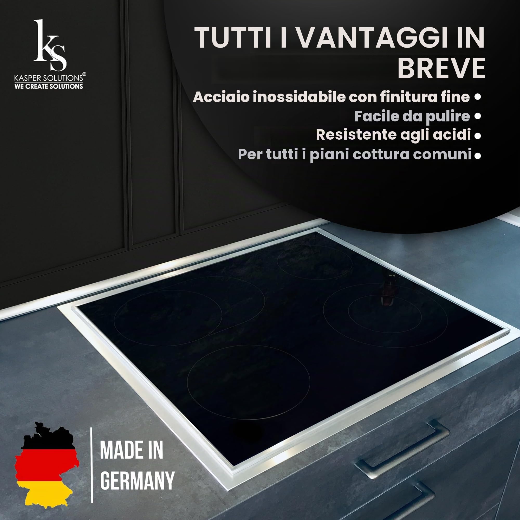 Telaio di montaggio in acciaio inossidabile per tutti i tipi di piani cottura e piani cottura in vetroceramica senza taglio