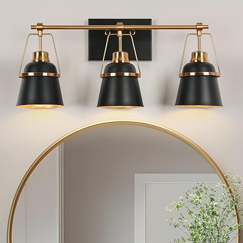 Miniatura 10 de GEPOW Apliques de pared de oro negro, apliques modernos de 1 luz para dormitorio, baño y sala de estar