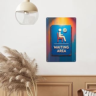 Warning Signs Vintage Tin Sign Waiting Area Sign with Person Sitting On Chair and Phone Icon Wall Decor Home Rules Sign Bedroom Farmhouse Garden Kitchen Yard Street Outdoor Men Women Gift