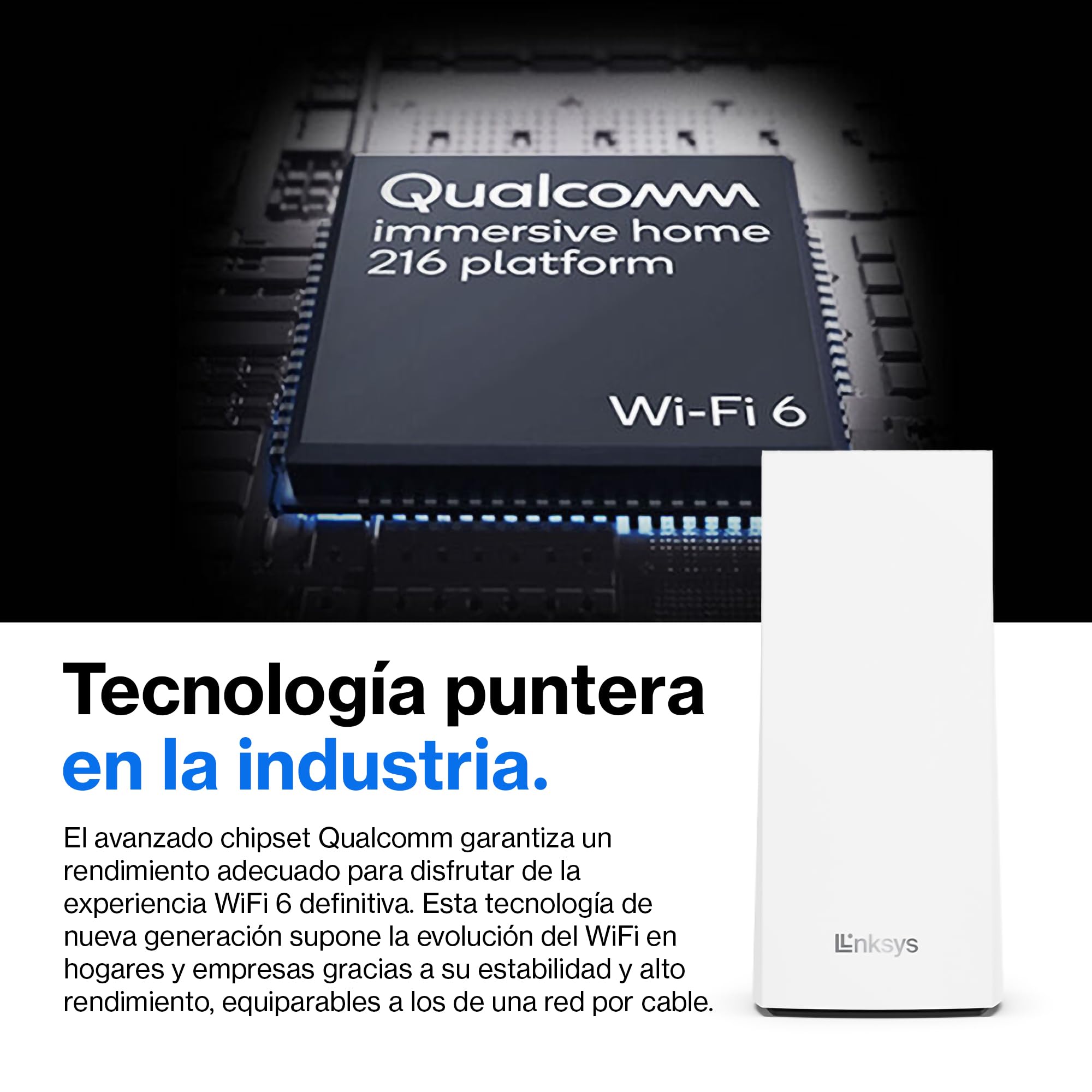 Linksys Velop MX12600 sistema WiFi 6 mesh tribanda (AX4200), router WLAN, repetidor, extensor con hasta 830 m² de cobertura, 3,5 veces más veloz, más de 120 dispositivos, paquete de 3, blanco