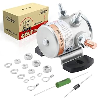 Roykaw EZGO #70 Series Solenoid Relay with Resistor & Diode Kit for 36 Volt Golf Cart, 4 Terminal Continuous Duty, OEM # 27855G01 11761G1 27855G02 31680G1 3016, Upgrade Mount Bracket, Anti-Vibration