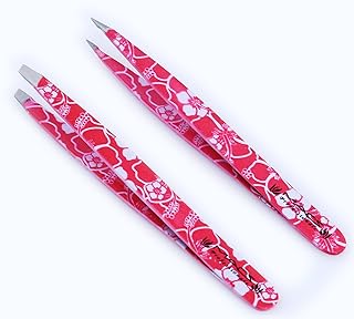 MACS 2 PCS PINK FLOWER DESIGN TWEEZERS SET:- for Eyebrow Plucking, Ingrown Hair - Best for Eyebrow Hair, Facial Hair Removal - Stainless Steel Precision Sharp Tweezers for Splinters and Glass- Hair Removal Steel Pointy Ends Meet Perfectly (Pink Flower 2 PCs Tweezers Set)