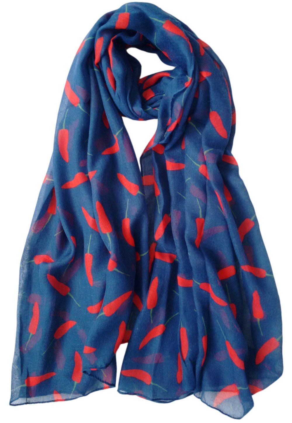 Glamlondon Women's Blue Chillies Print Scarf (Blue)