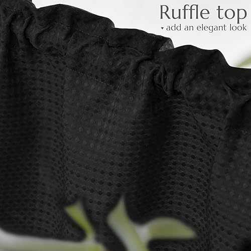 Miniatura 5 de Jinchan - Cortinas con patrón cuadriculado estilo waffle, onduladas, con bolsillo para ventana, 2 paneles