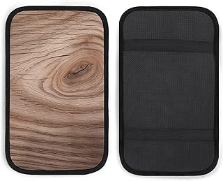 Wood Grain Car Armrest Cover Auto Center Console Pad Car Accessories Non Slip Soft Armrest Seat Box Cushion Waterproof Vehicle Armrest Protector for SUV Truck Car