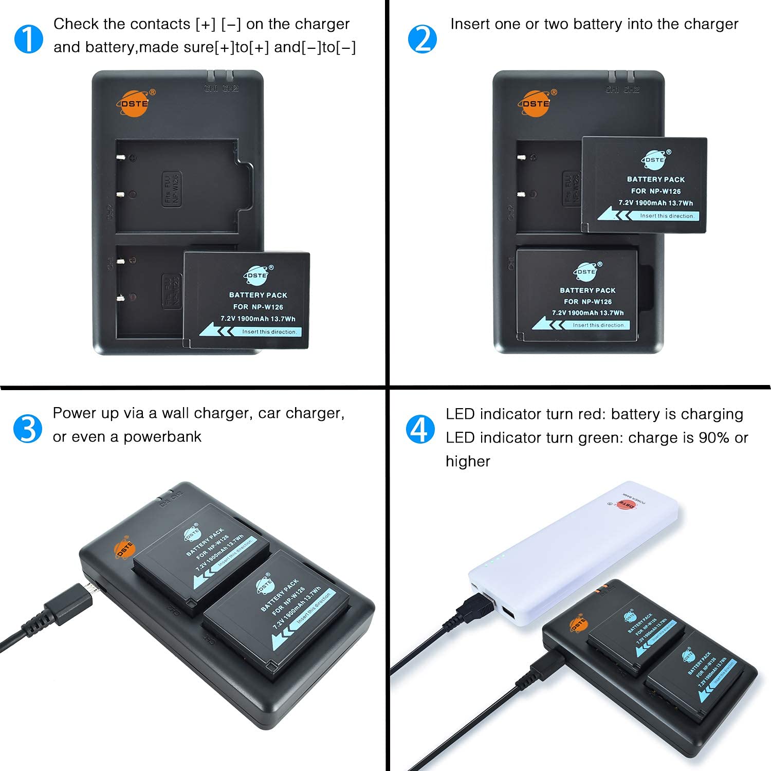 ChiliPower NP-W126 accu voor Fujifilm - 1350mAh - 3-Pack