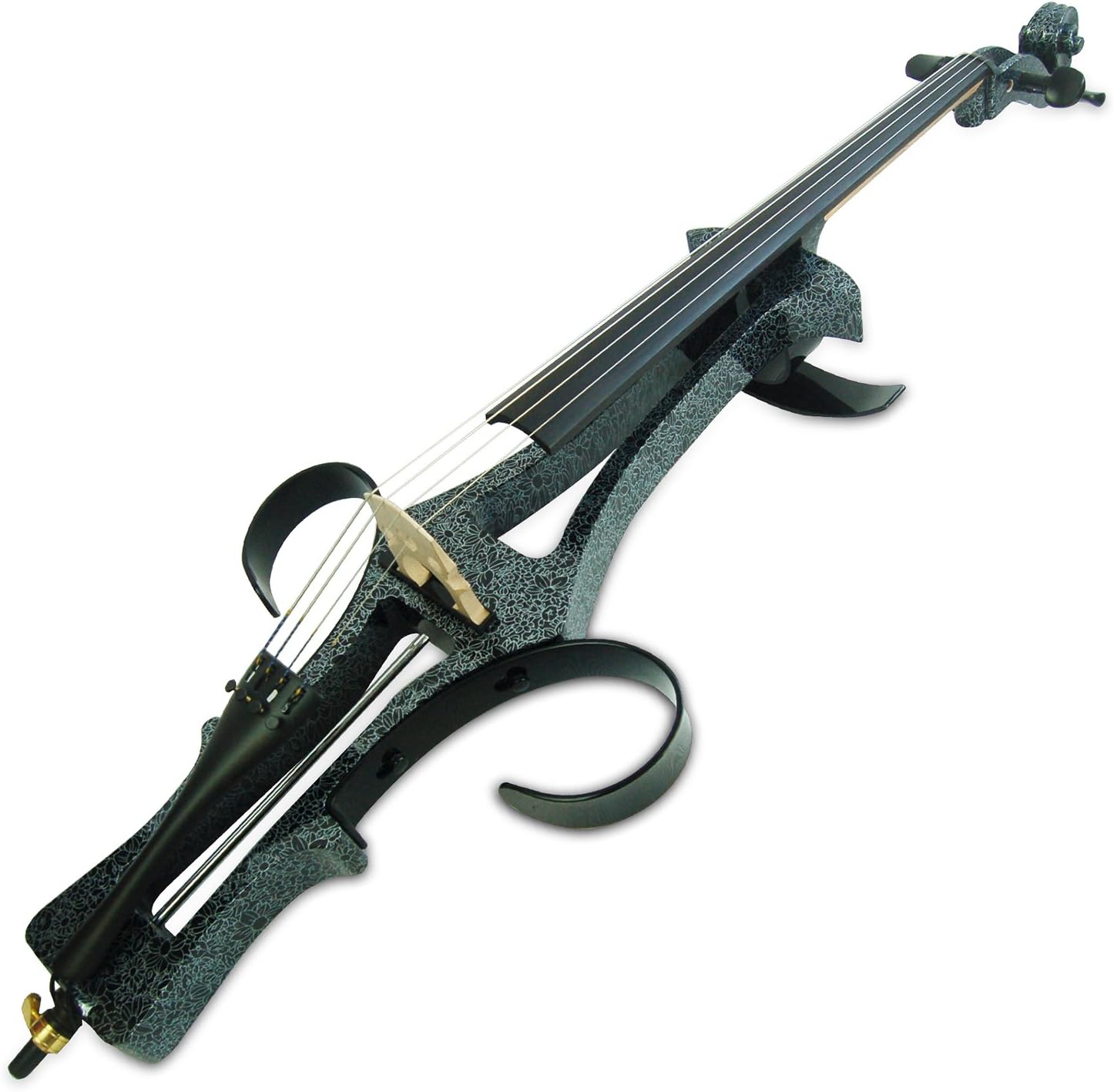 Aliyes 4/4 Full Size Solid Wood Electric Cello Violoncello Maple Wood body Ebony Fittings with Bag, Bow, Rosin, Aux Cable, Earphone, Extra set of strings(Art White Flowers)(ALDSDT-1306)