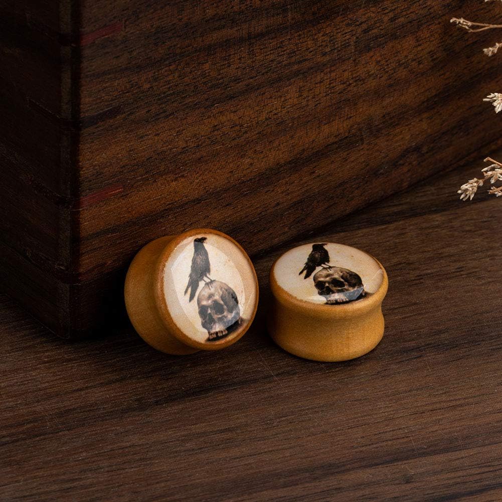 Wood Ear Gauge Plugs Ear Stretcher Expander 8mm-25mm Skull Double Flared Saddle Plugs Piercing Jewelry…