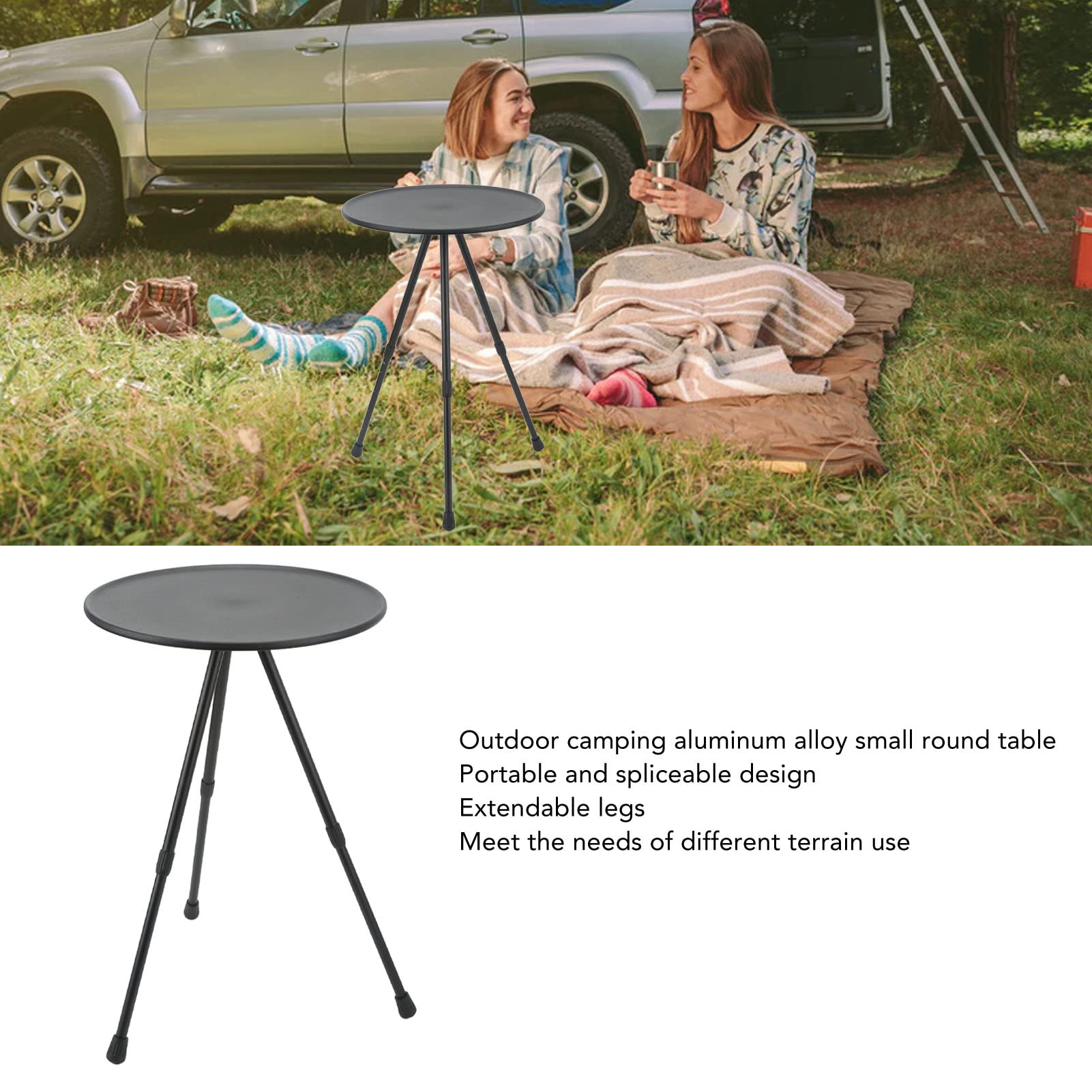 Mesa Plegable Redonda, Mesa de Picnic Plegable para Picnic, Fiesta, Comedor, Camping, Playa, Barbacoa(#2)