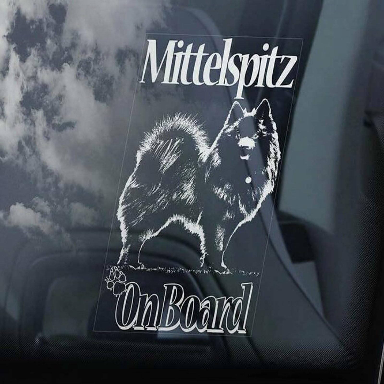 LMMIXEE Mittelspitz on Board Car Window Sticker German Mittel Spitz Deutscher Dog Sign Decal Dog Mom Dad Vinyl Die Cut Decals Funny Dog Bumper Stickers Mittelspitz Dog Owner Gift
