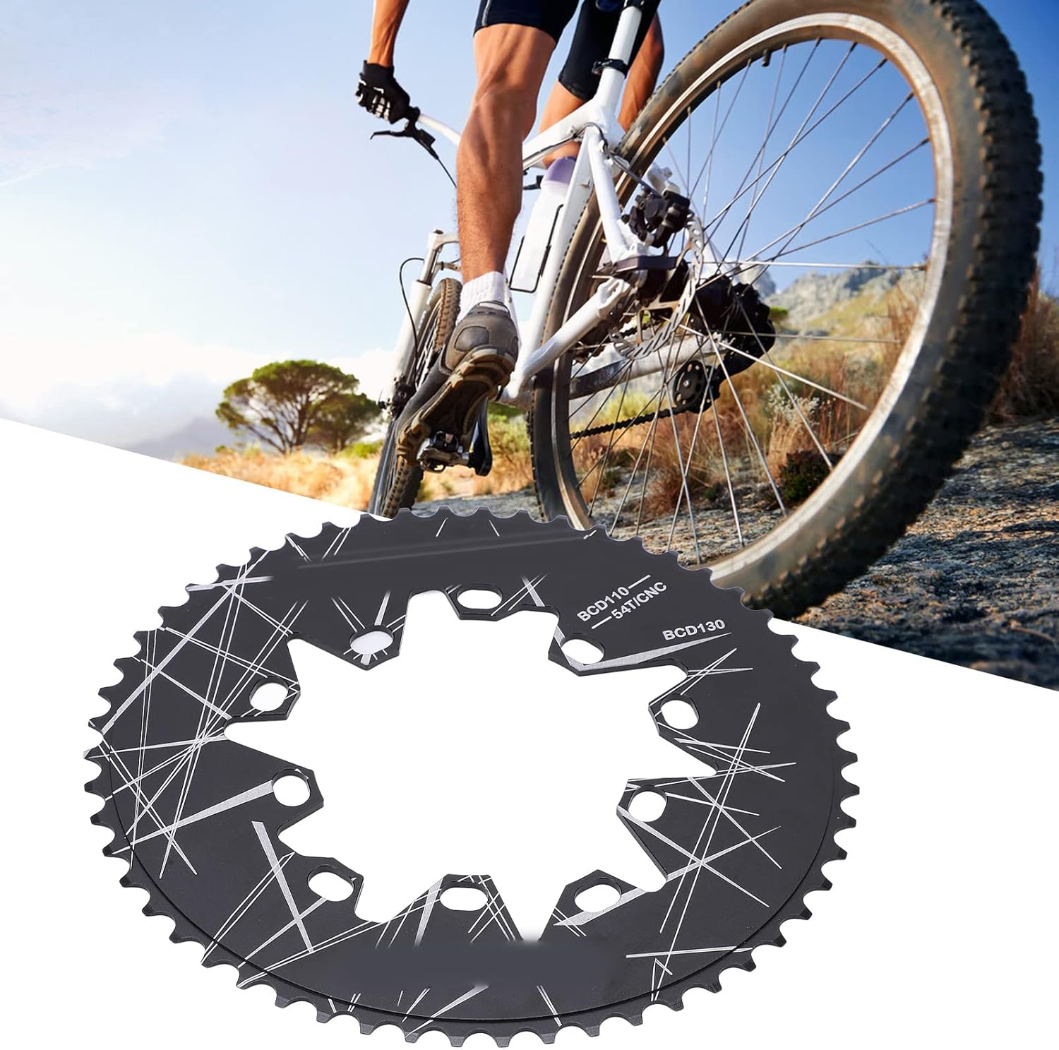 GLOGLOW 110/130 BCD Oval Chainring, CNC Machined Narrow Wide Chainring for 7 8 9 10 Speed Road Folding Bike Mountain Bike Mountain Bike Cyclocross