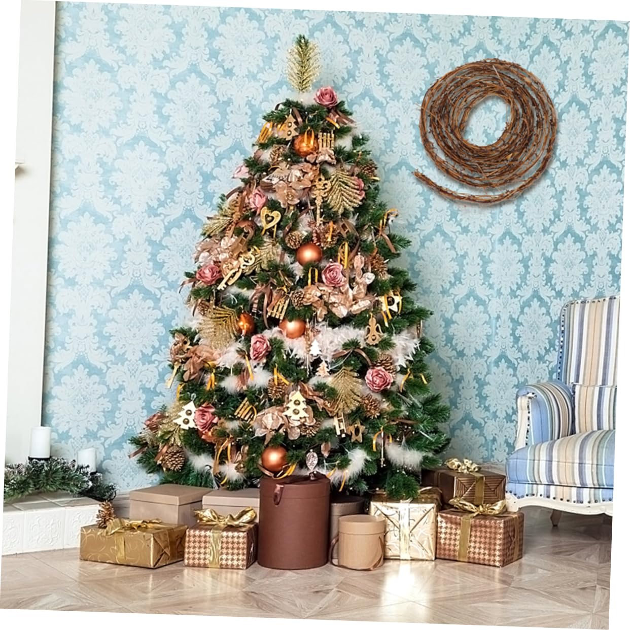 TOPBATHY 10 Piezas de ratán Dofu decoración Aire de Puerta de Entrada de Navidad Hallowen Christmas Tree Decorations Guirnalda decoración navideña Aire Rota