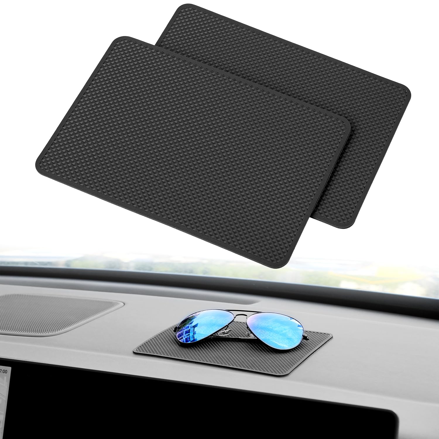QWORK® 2 Stück Universale Antirutschmatte für Auto Armaturenbrett, 18x13 cm Silikon Antirutsch Pad Klebematete für Handy, Schlüssel & mehr