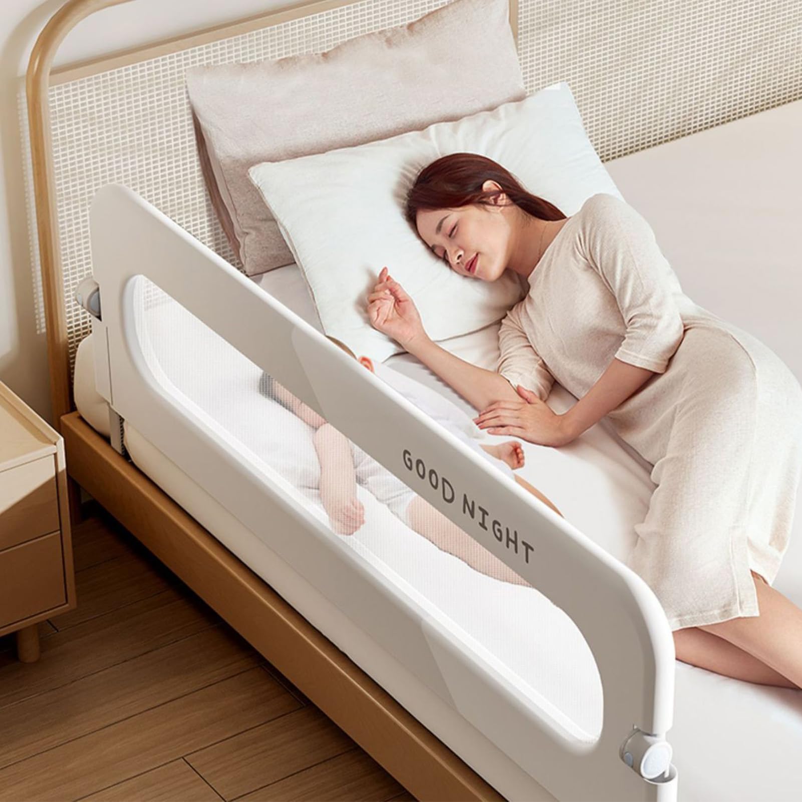 Bettgitter, 200 cm Bettschutzgitter für Kinder, Rausfallschutz Bett, Klappbar, Tragbar, Drop Proof Tragbarer Einseitiger Geländerwächter für Heimreise, Langlebige Sicherheit,