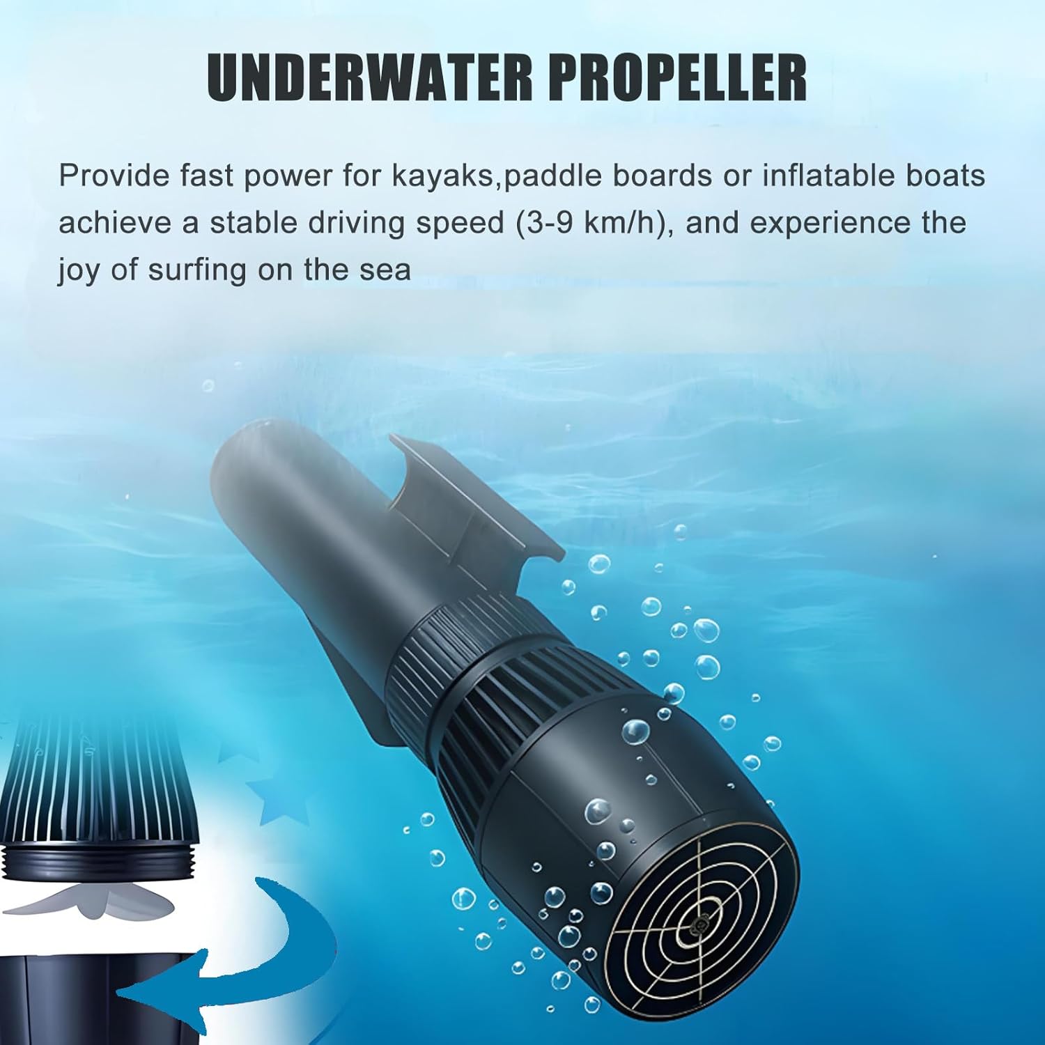 Upgraded Remote Control Electric Inflatable Kayak Motor - 500w Brushless,Fast 3.5h Charge, Drop-Proof Design for Rugged Ocean Use in Snorkeling & Kayaking Expeditions
