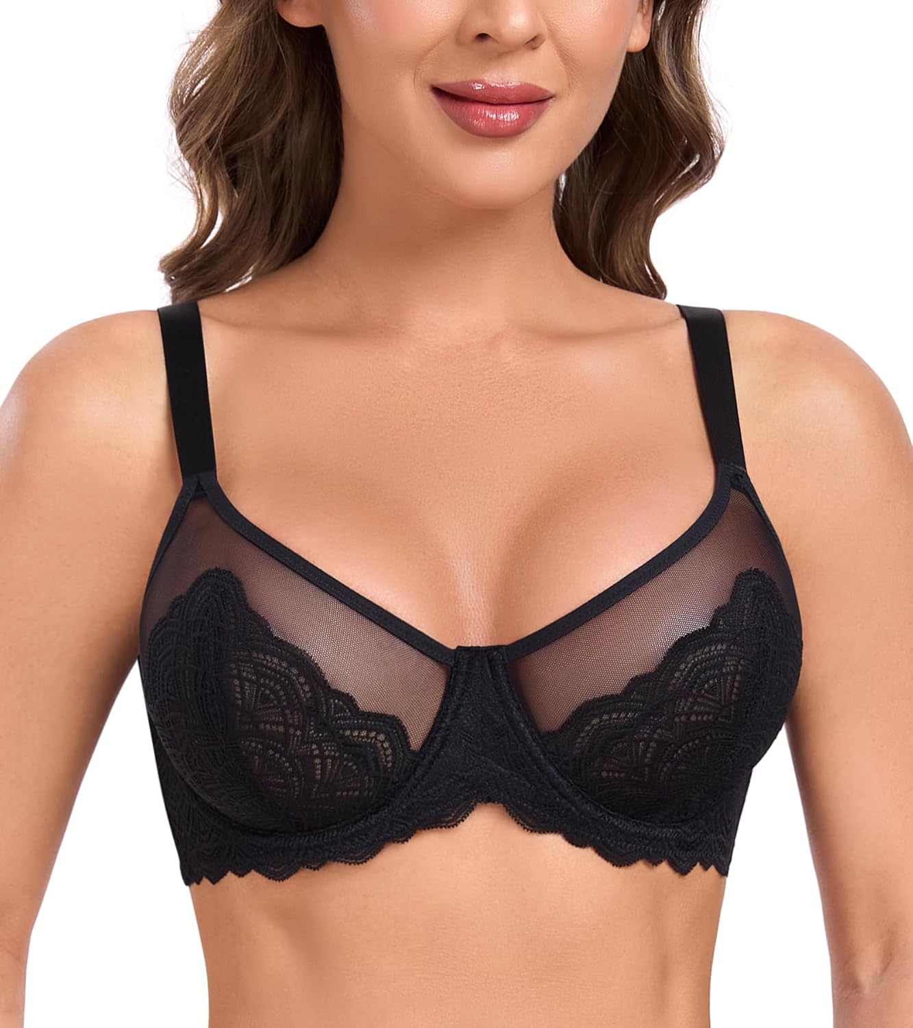 HACI Minimizer Lace Bra for Women Plus Size Full Coverage Unlined Underwire - Image 7