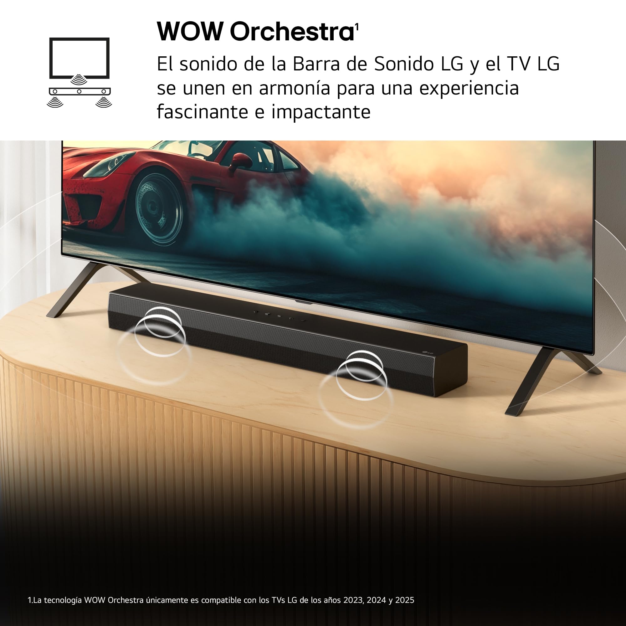 LG S20A - Barra de Sonido Inteligente, Bluetooth, 50W, 2.0 Canales, Compacta con Doble Woofer Integrado, Dolby Digital, DTS Digital Surround, Negro