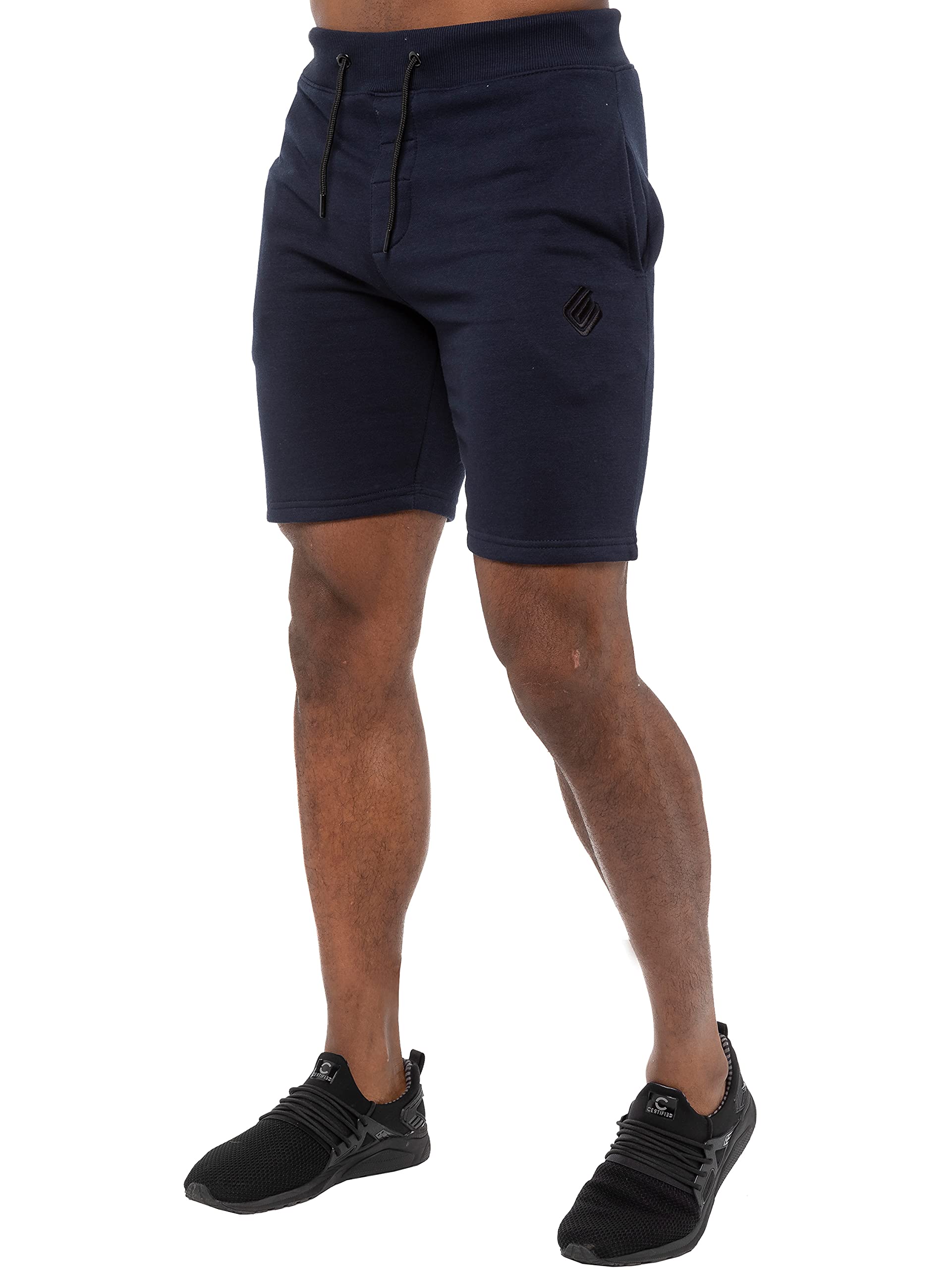 Ze Enzo Men's Navy Ezs412 Enzo Fleece Shorts Running Jogging Bottoms Gym Activewear Elasticated Waist Logo Sweat Half Pants Size S - Xxl (, Xxl, Xx_l)