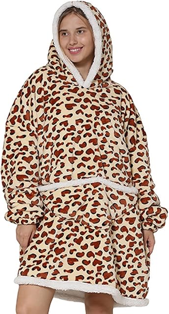 OAMENXI Oversized Blanket Hoodie Wearable Blanket Sweatshirt for Women and Men Sherpa FLeece Giant Hooded Pullover with Pocket